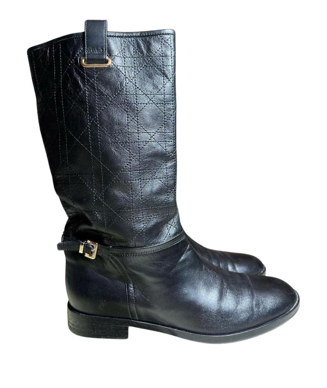 CHRISTIAN DIOR Черные кожаные сапоги, фото 1