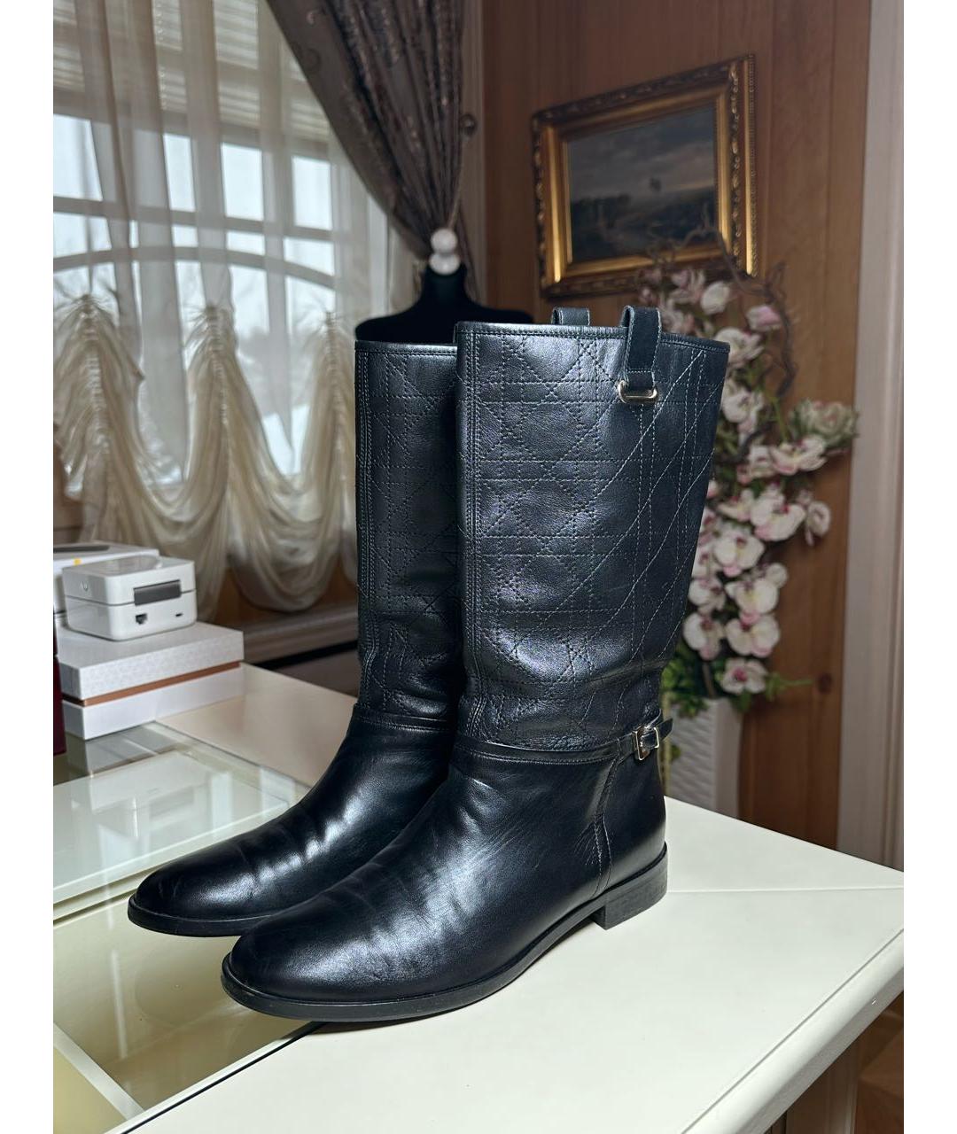 CHRISTIAN DIOR Черные кожаные сапоги, фото 3