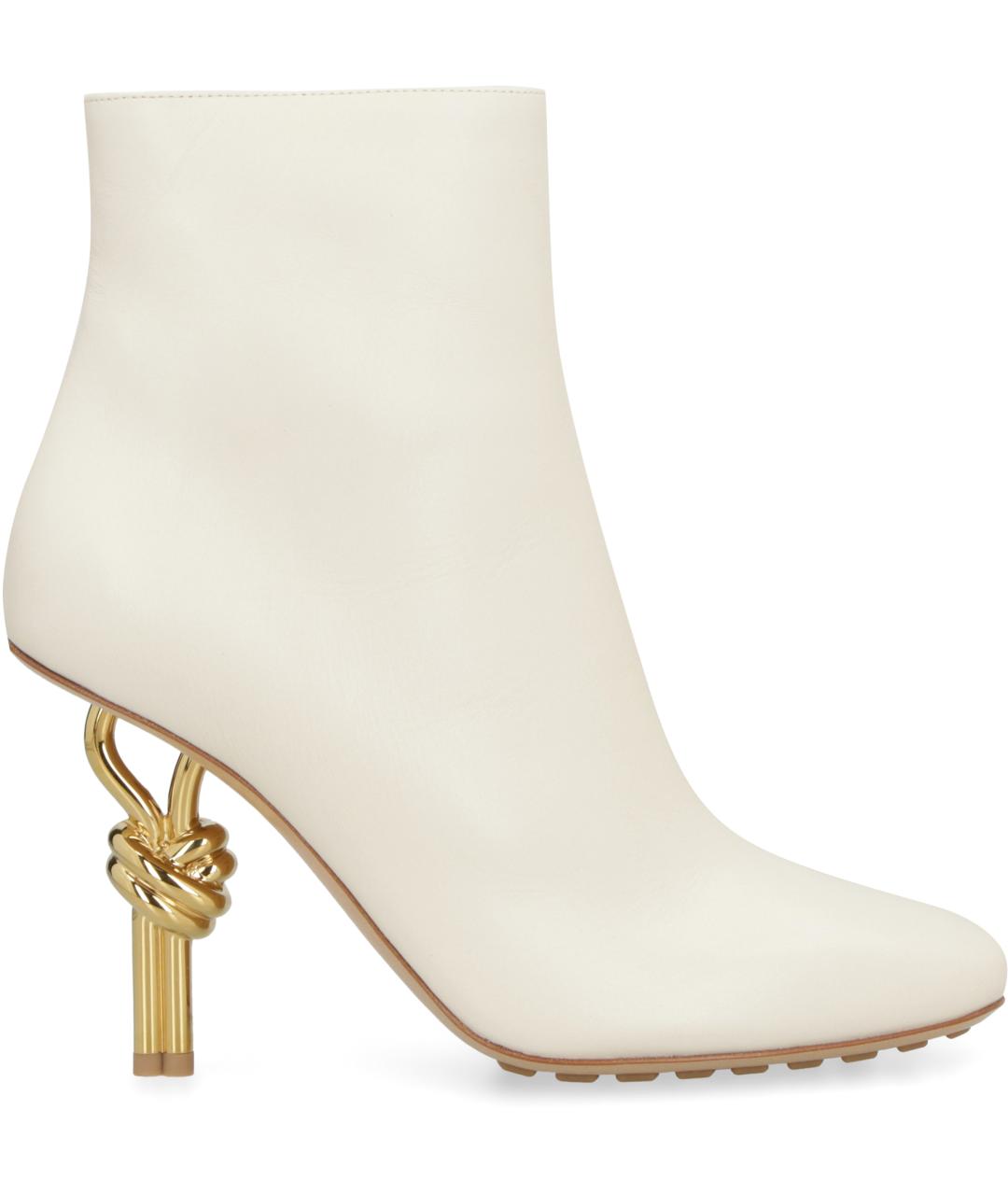 BOTTEGA VENETA Белые кожаные ботильоны, фото 2