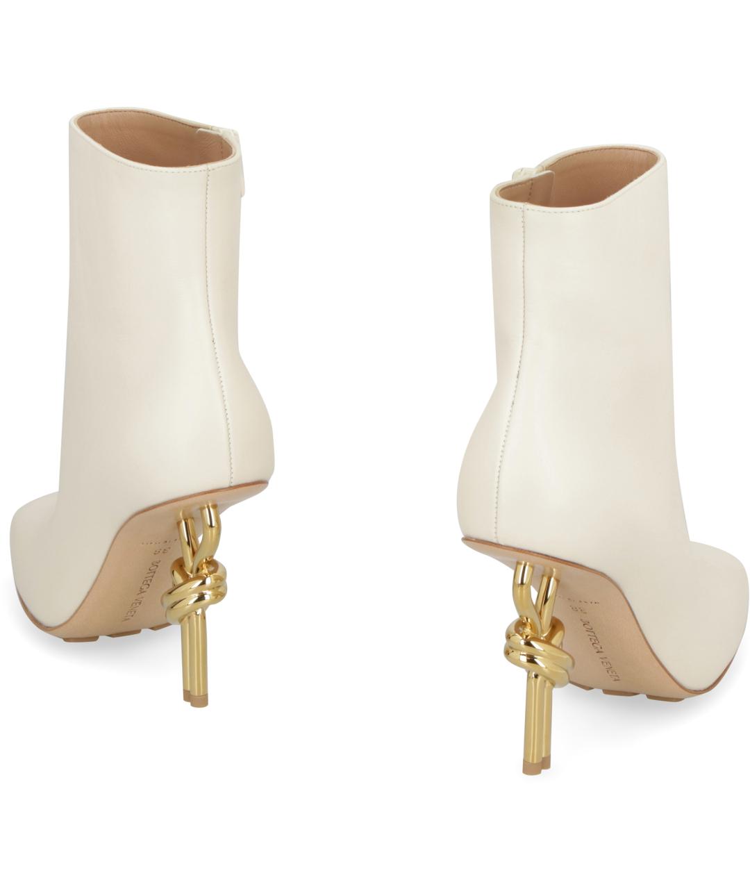 BOTTEGA VENETA Белые кожаные ботильоны, фото 4