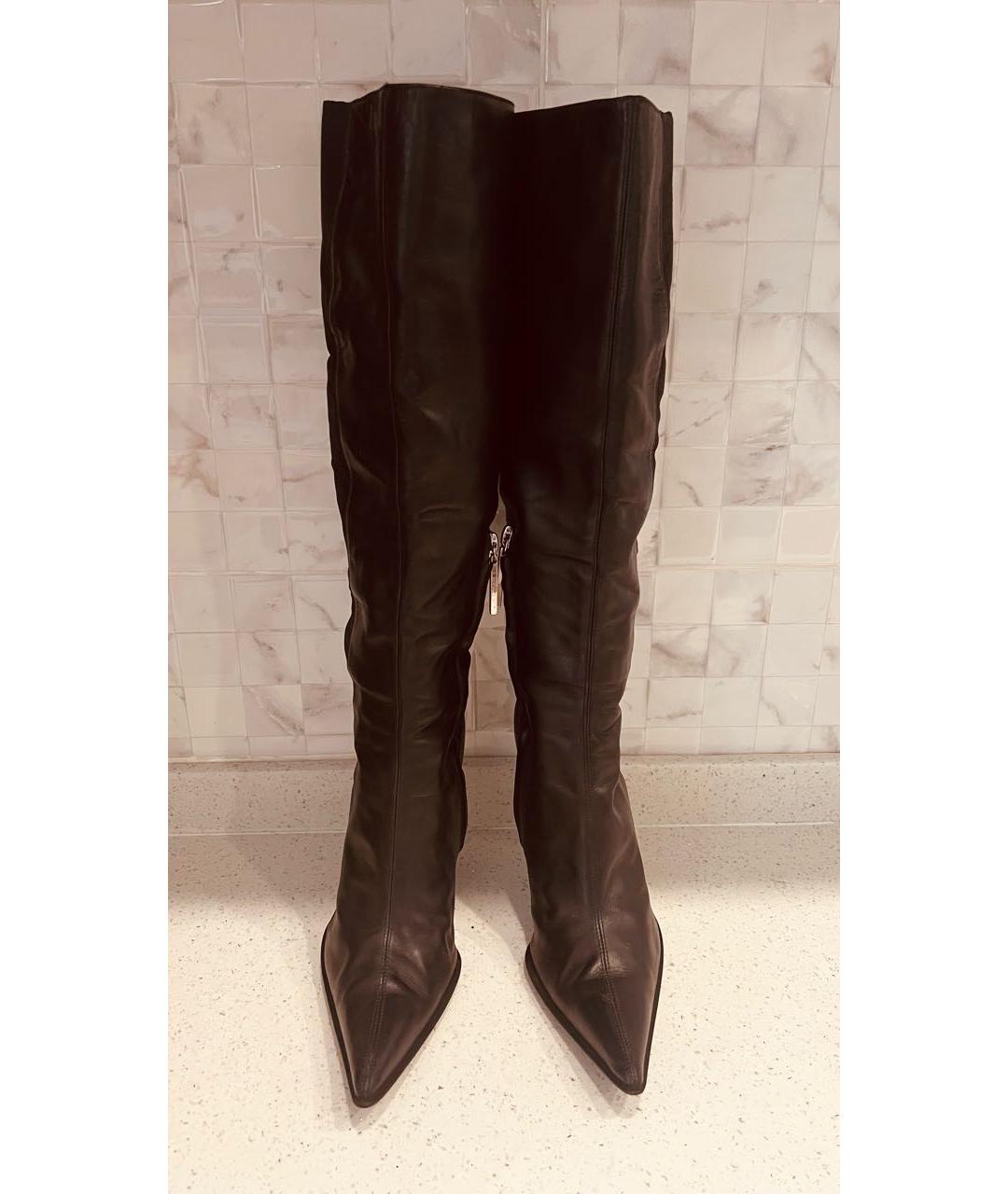 POLLINI Черные кожаные сапоги, фото 2