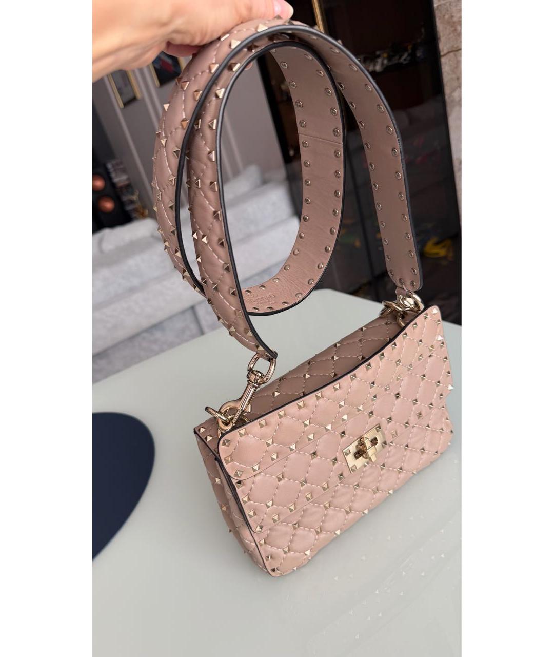 VALENTINO Бежевая кожаная сумка через плечо, фото 8