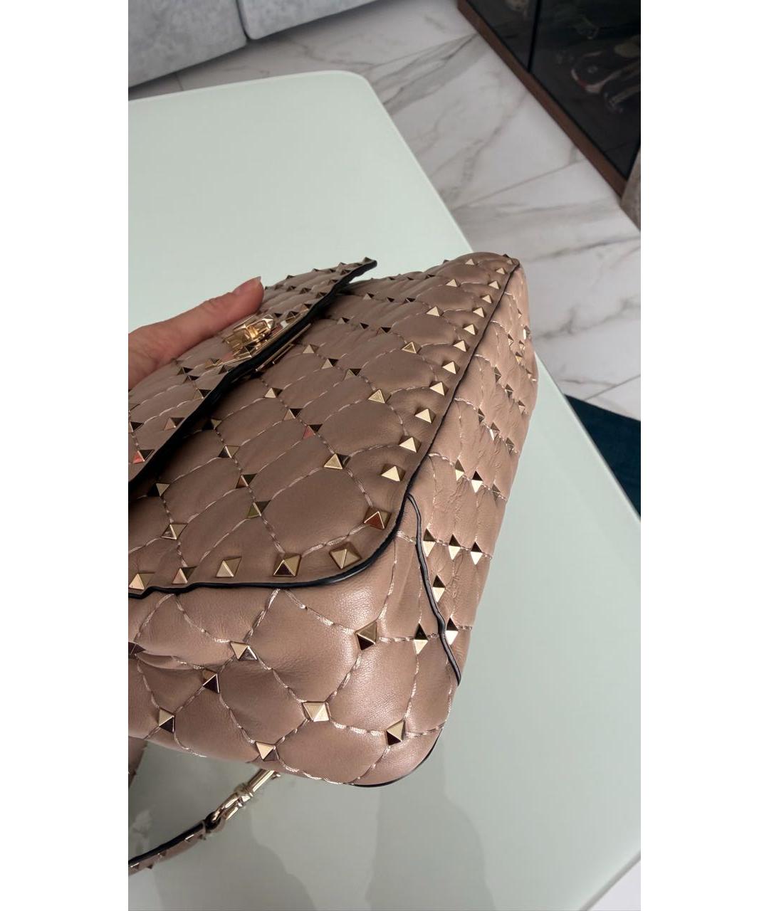 VALENTINO Бежевая кожаная сумка через плечо, фото 7