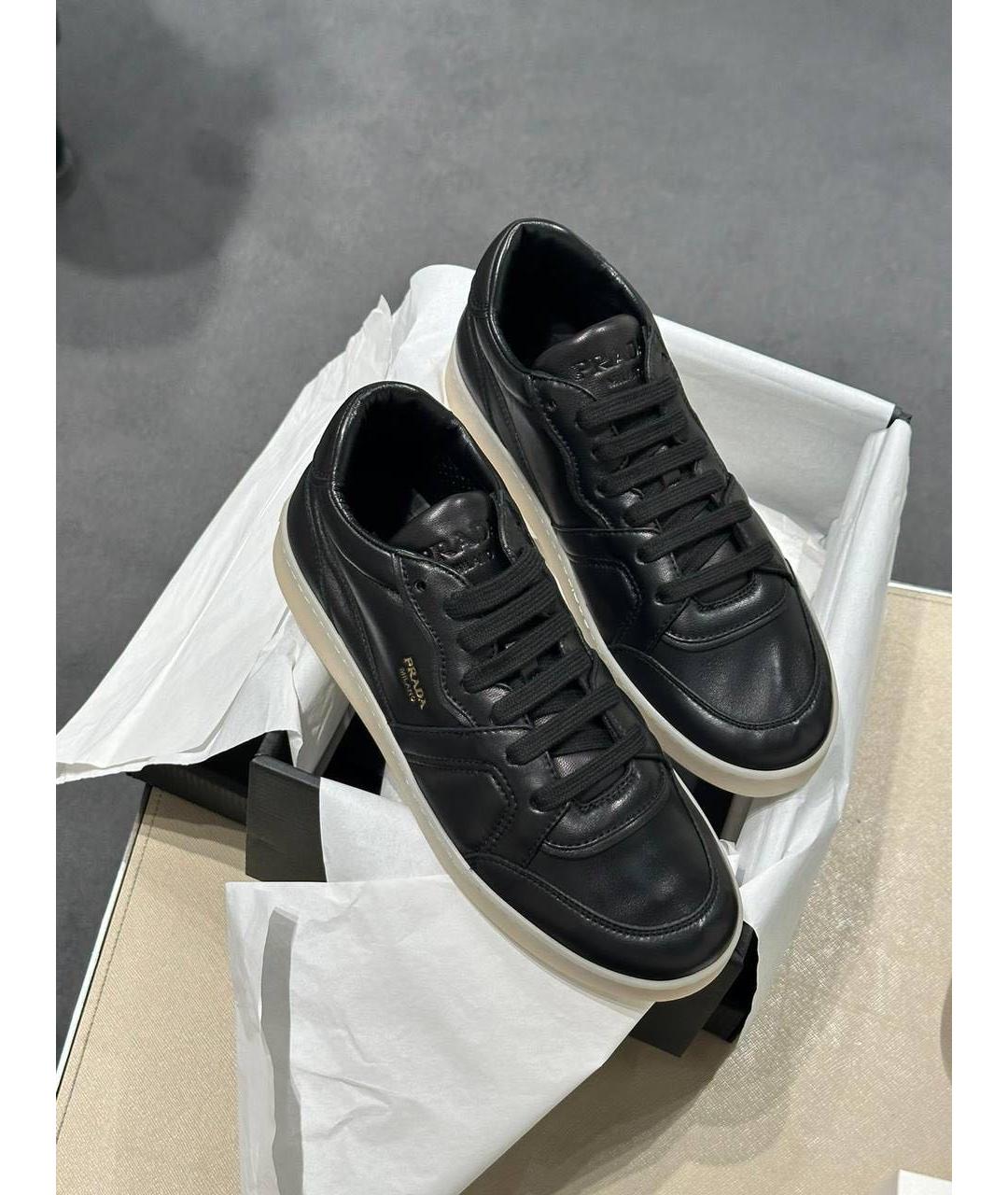 PRADA Черные кожаные кеды, фото 4