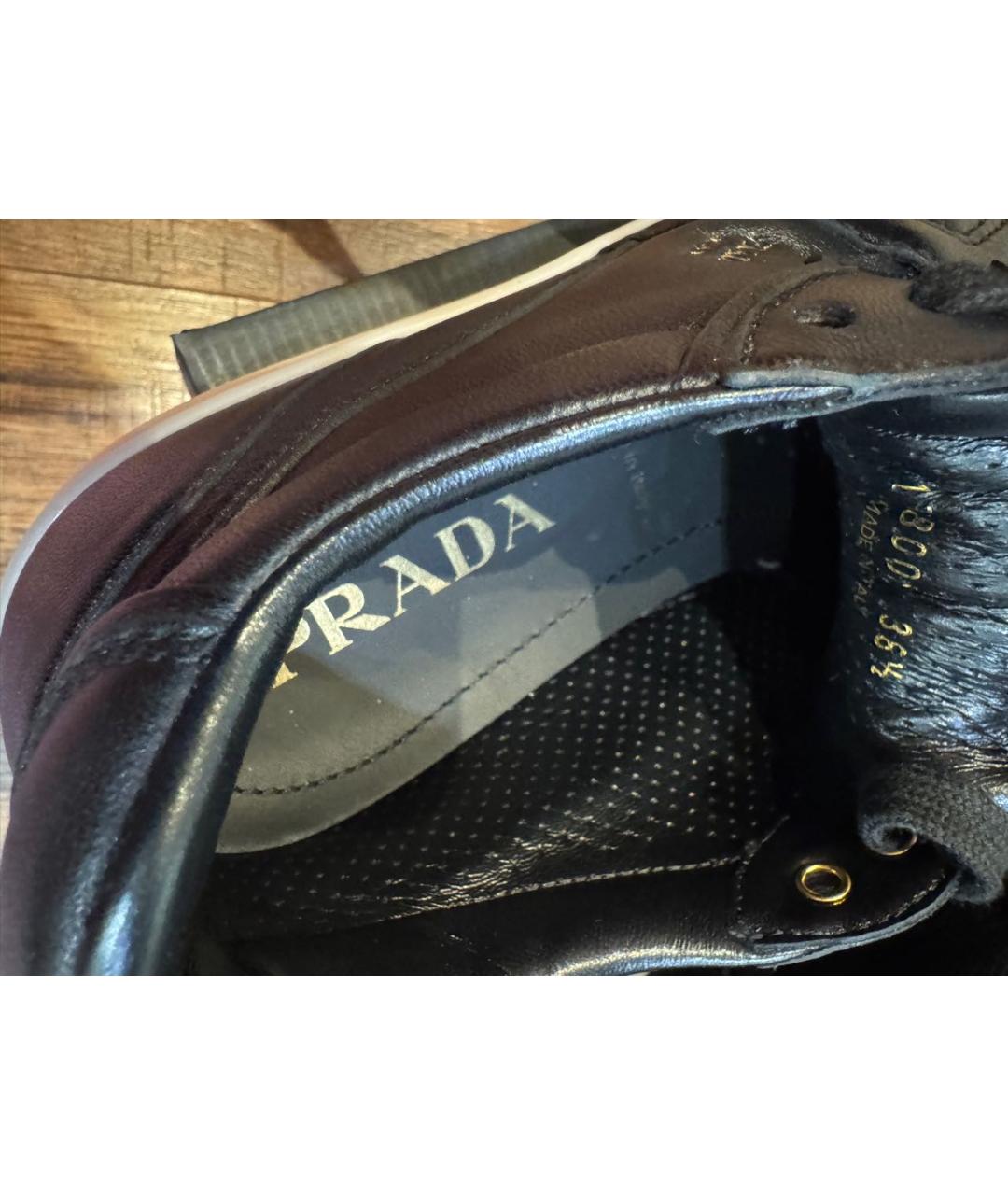 PRADA Черные кожаные кеды, фото 7