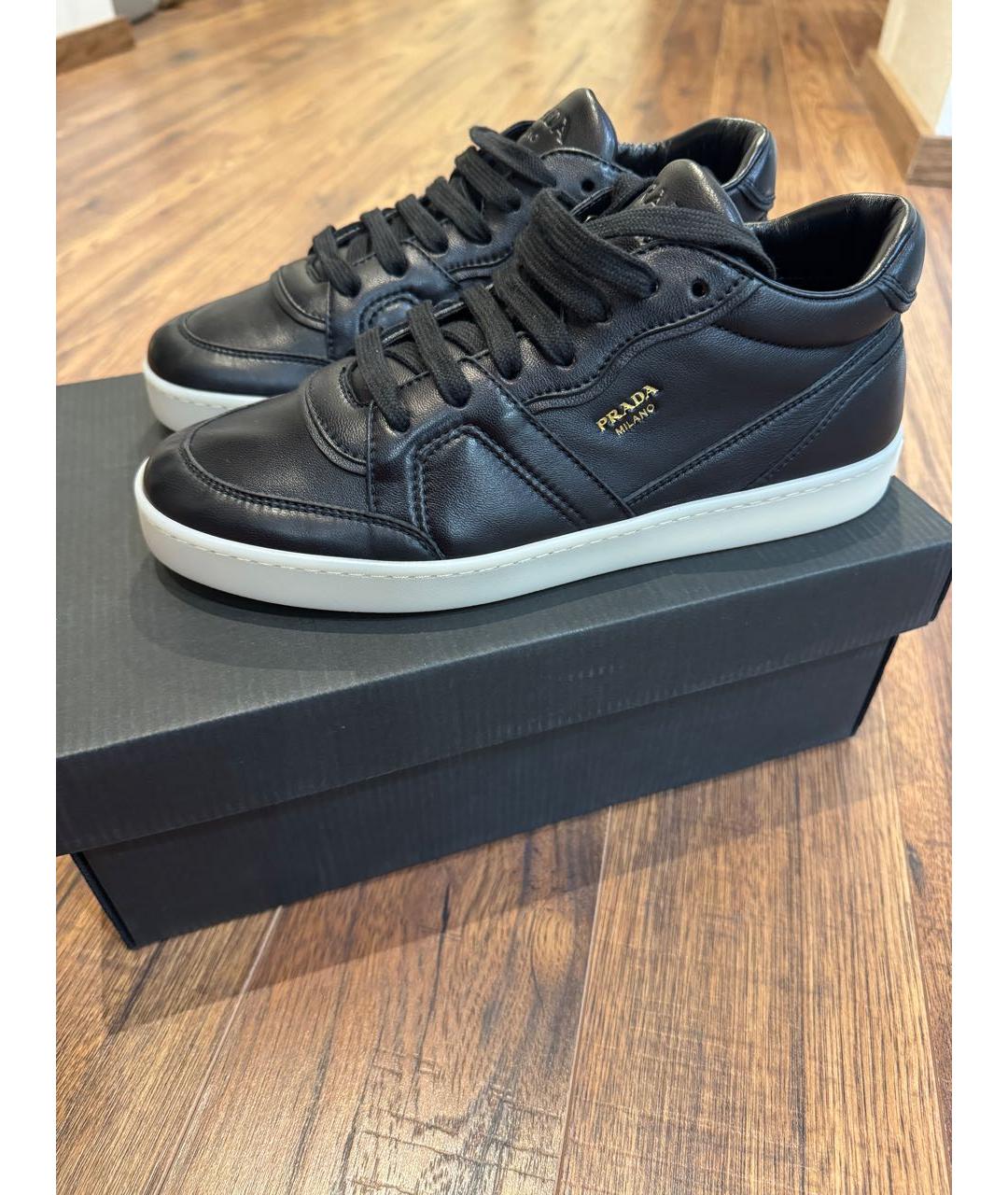 PRADA Черные кожаные кеды, фото 2