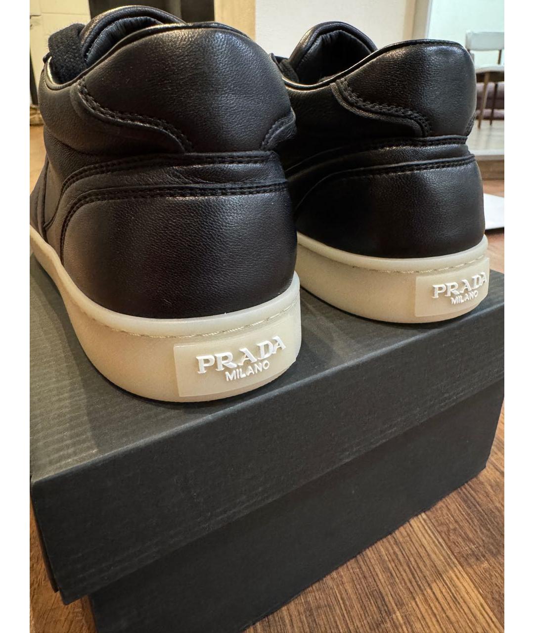 PRADA Черные кожаные кеды, фото 6