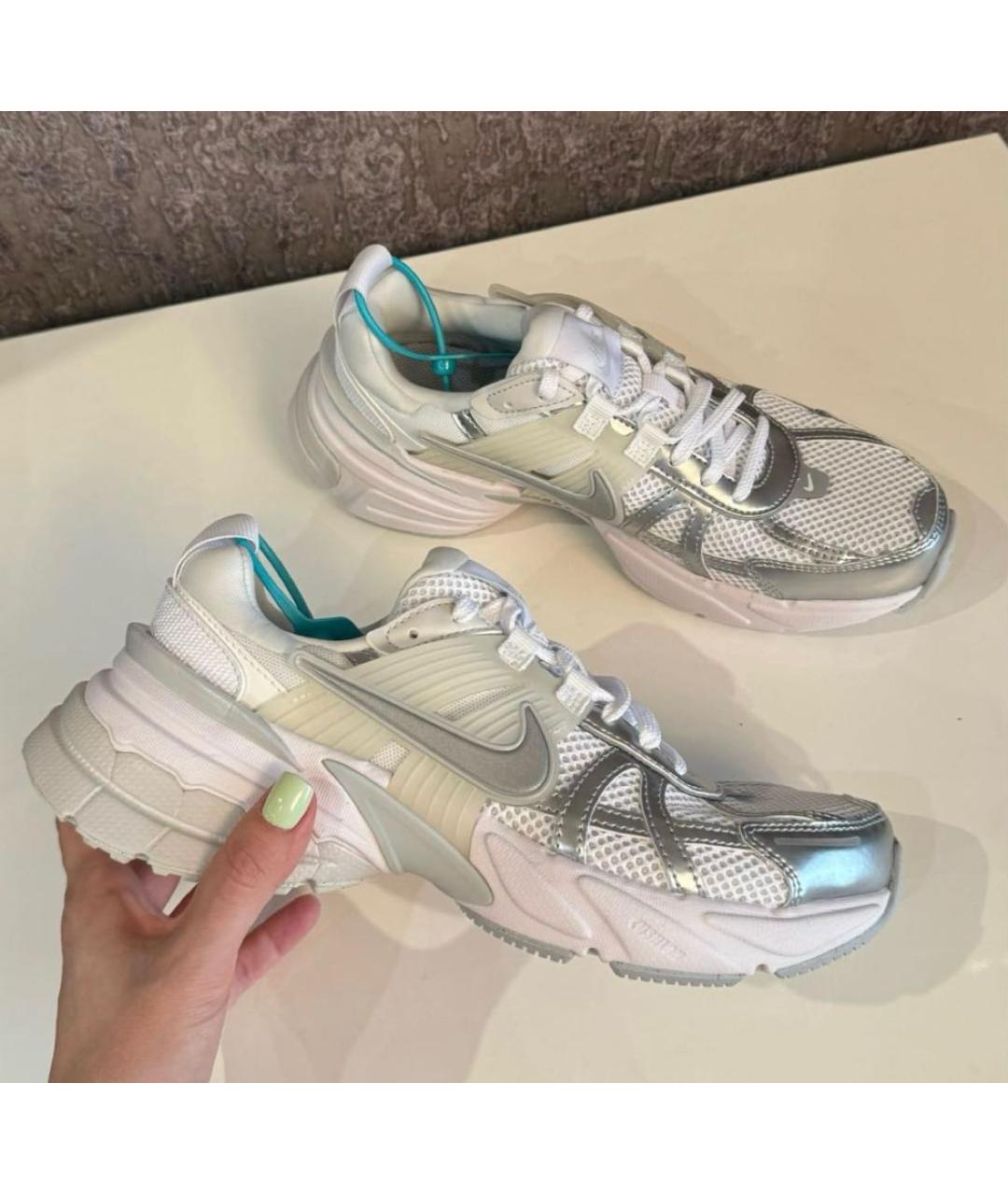 NIKE Серебряные кожаные кроссовки, фото 5