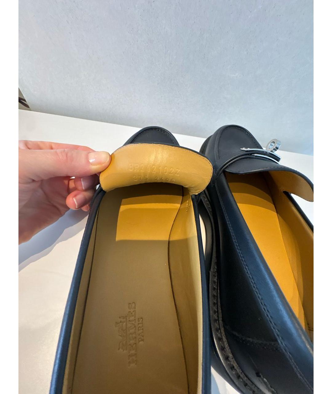 HERMES Черные кожаные брогги и оксфорды, фото 5