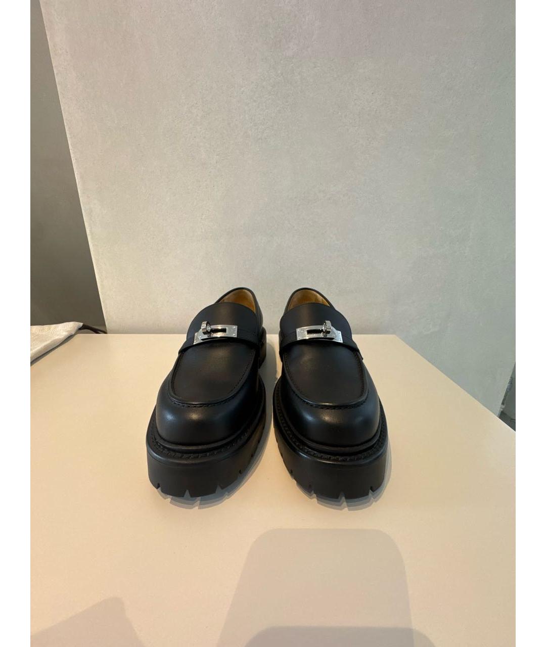 HERMES Черные кожаные брогги и оксфорды, фото 2