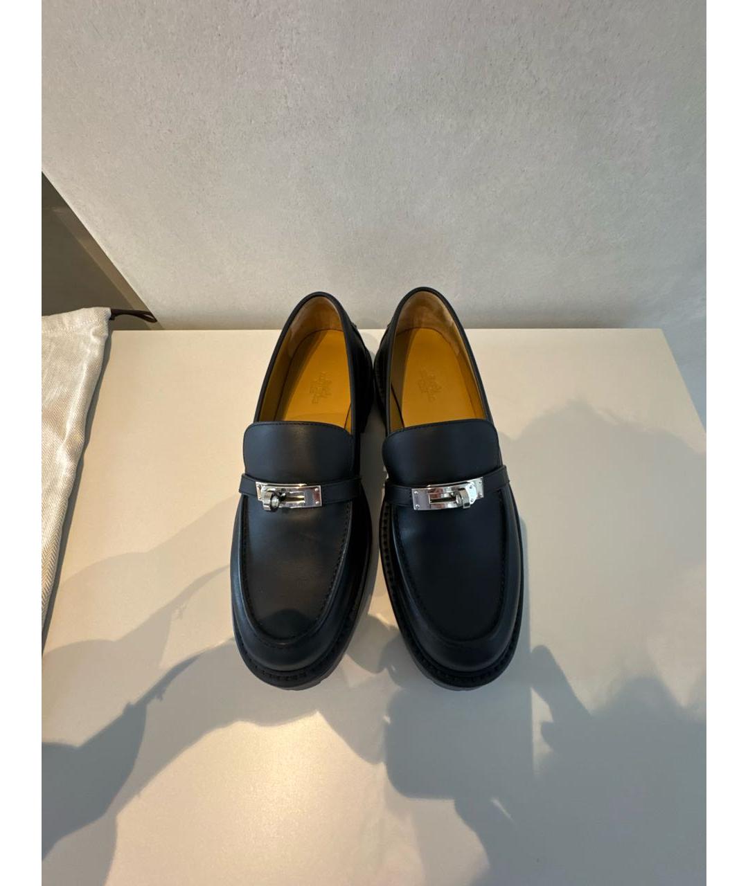 HERMES Черные кожаные брогги и оксфорды, фото 3