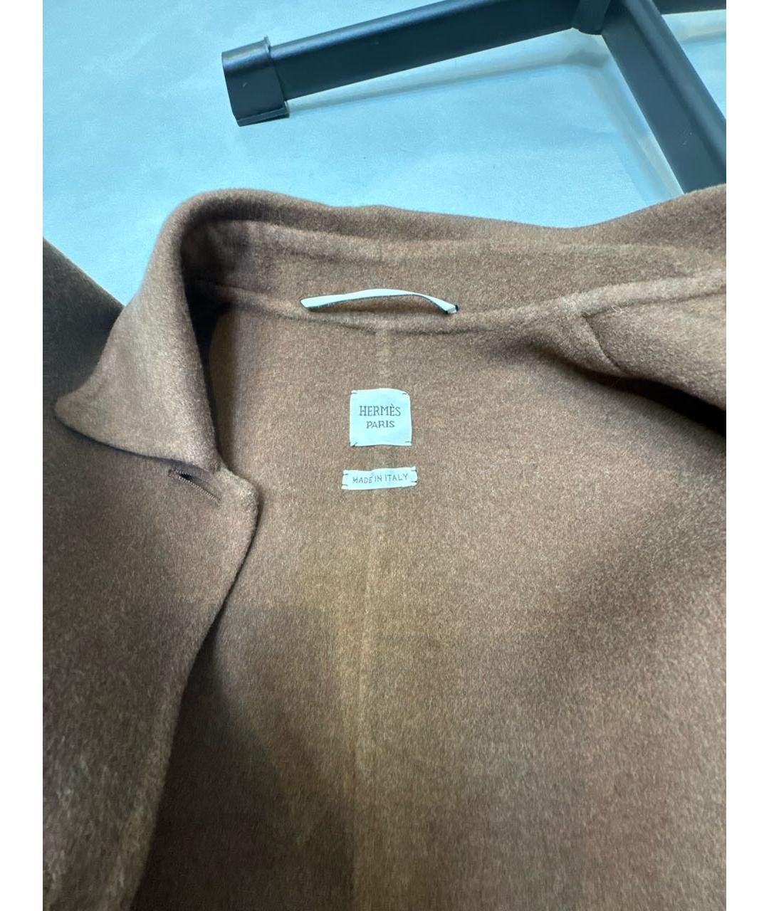 HERMES Коричневое кашемировое пальто, фото 6