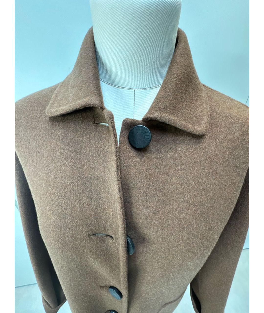 HERMES Коричневое кашемировое пальто, фото 4