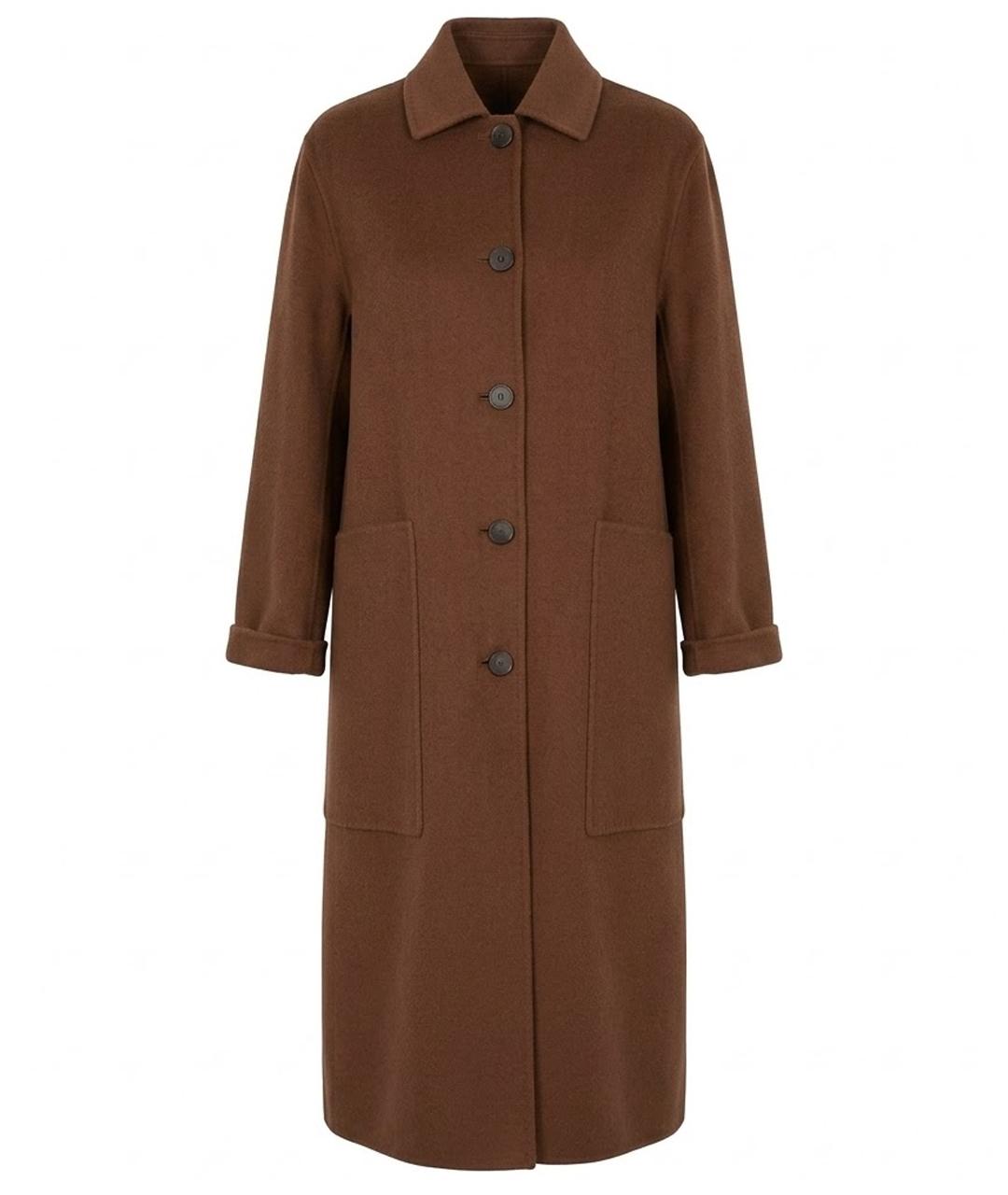HERMES Коричневое кашемировое пальто, фото 1
