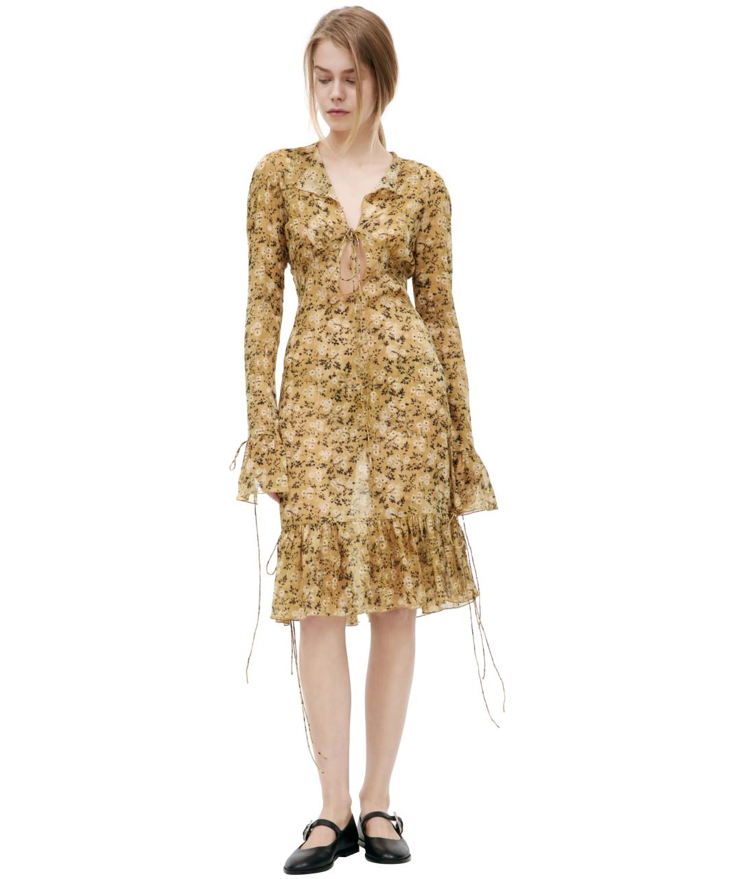 KNWLS Горчичный шелковый сарафан, фото 8