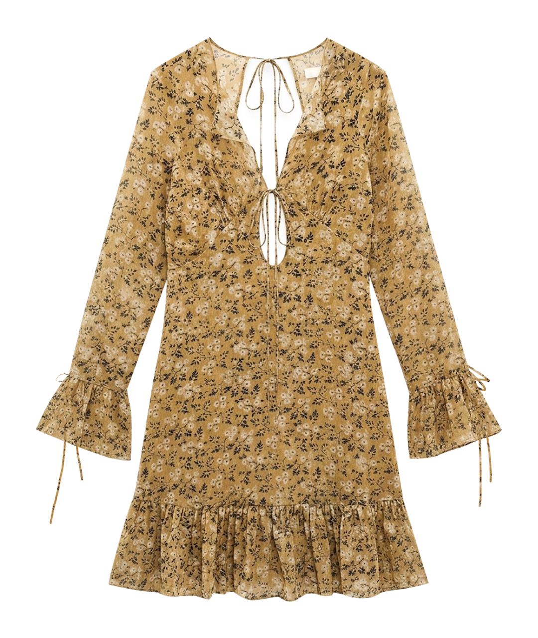 KNWLS Горчичный шелковый сарафан, фото 1