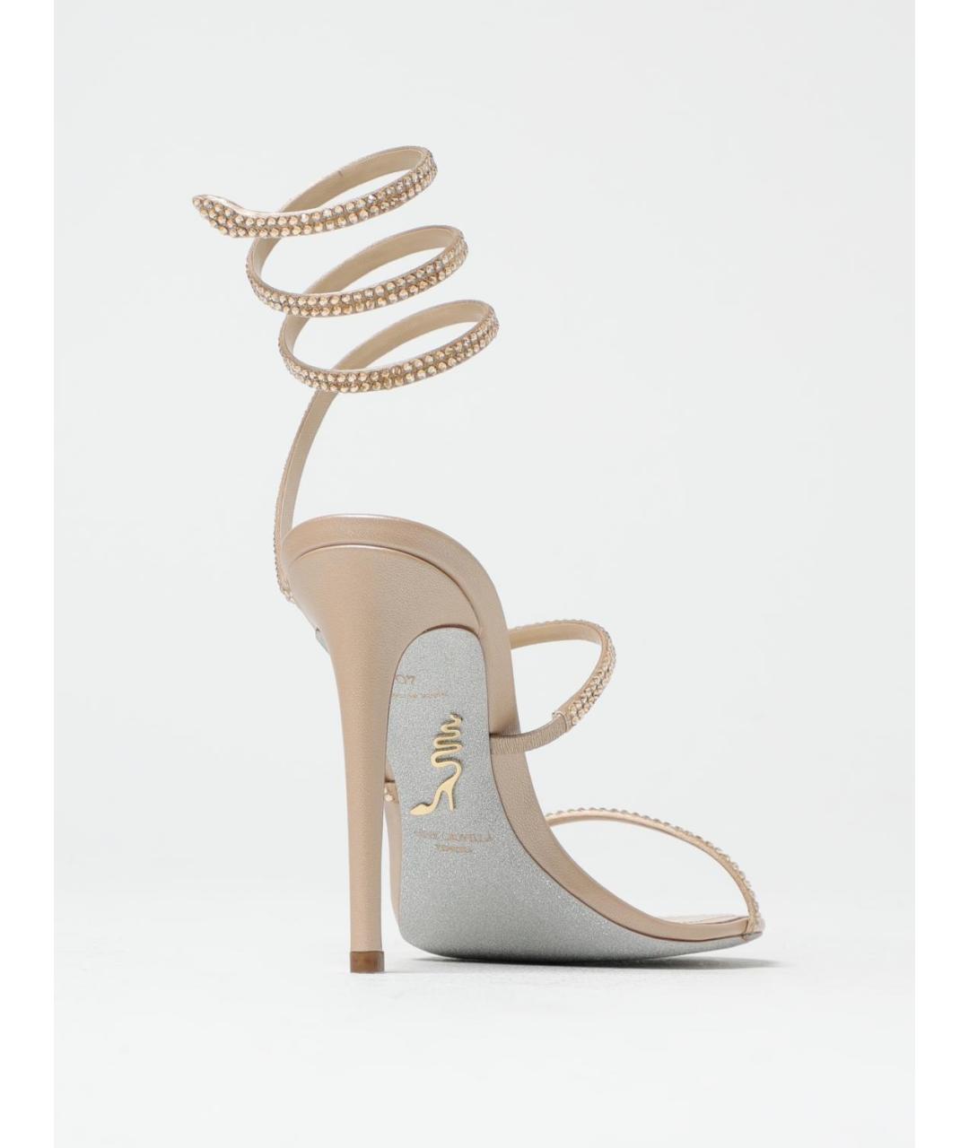 RENE CAOVILLA Бежевые текстильные босоножки, фото 3