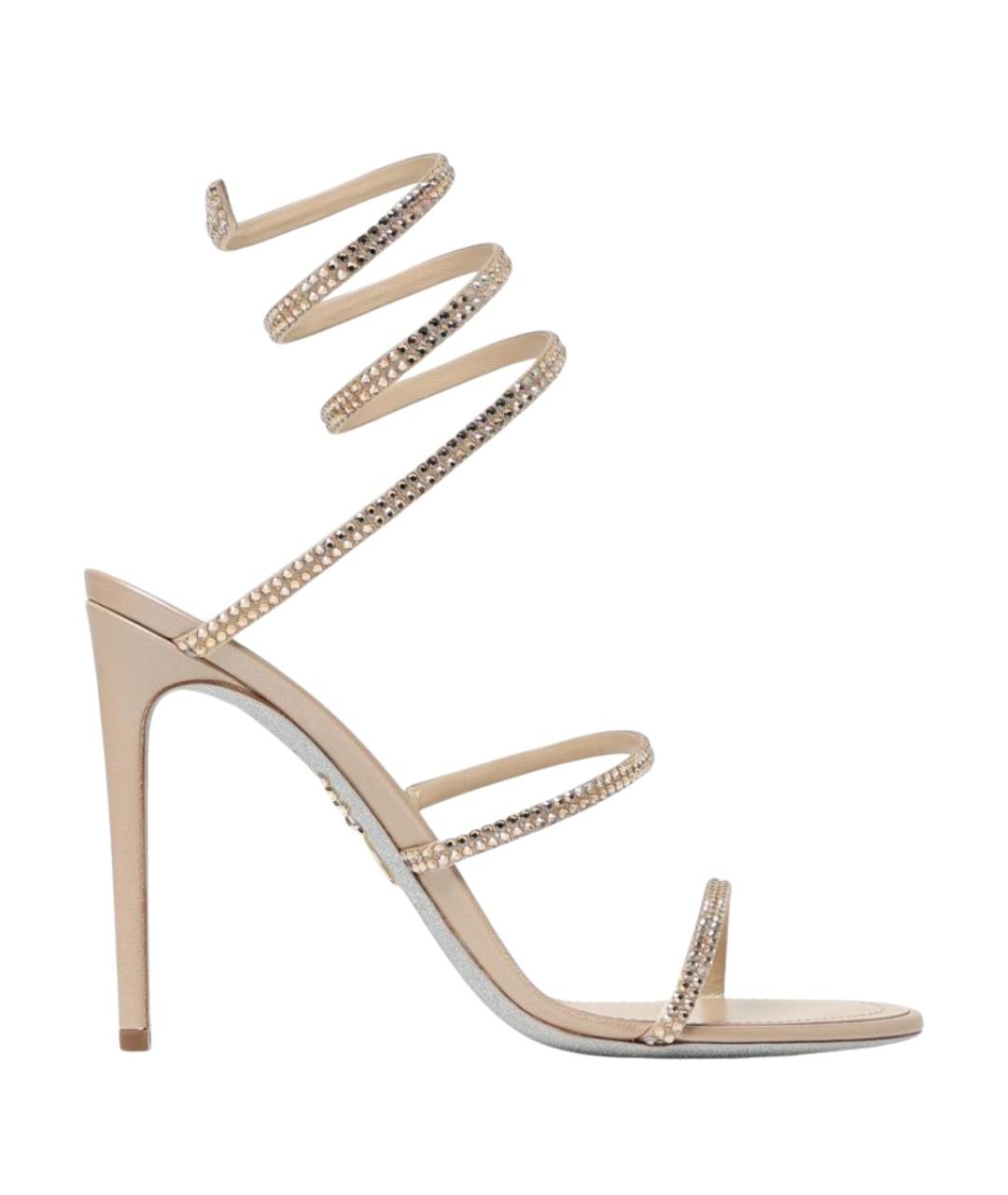 RENE CAOVILLA Бежевые текстильные босоножки, фото 1