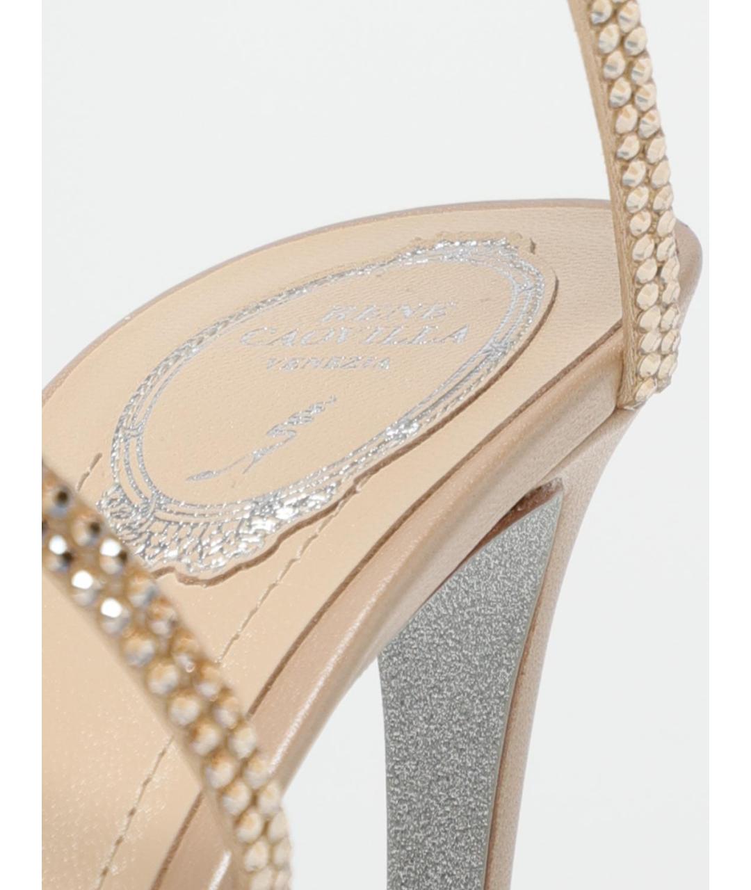 RENE CAOVILLA Бежевые текстильные босоножки, фото 4