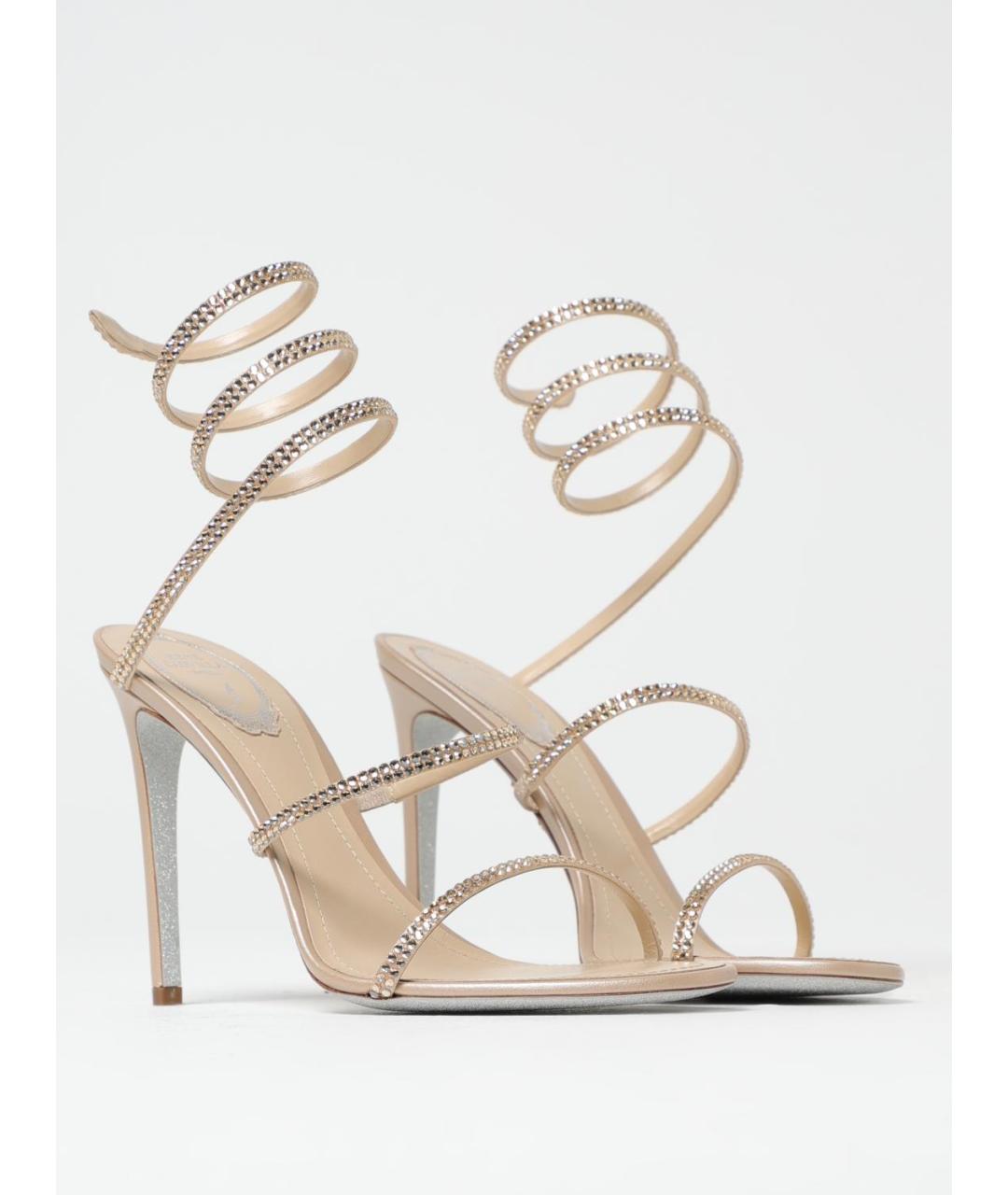 RENE CAOVILLA Бежевые текстильные босоножки, фото 2