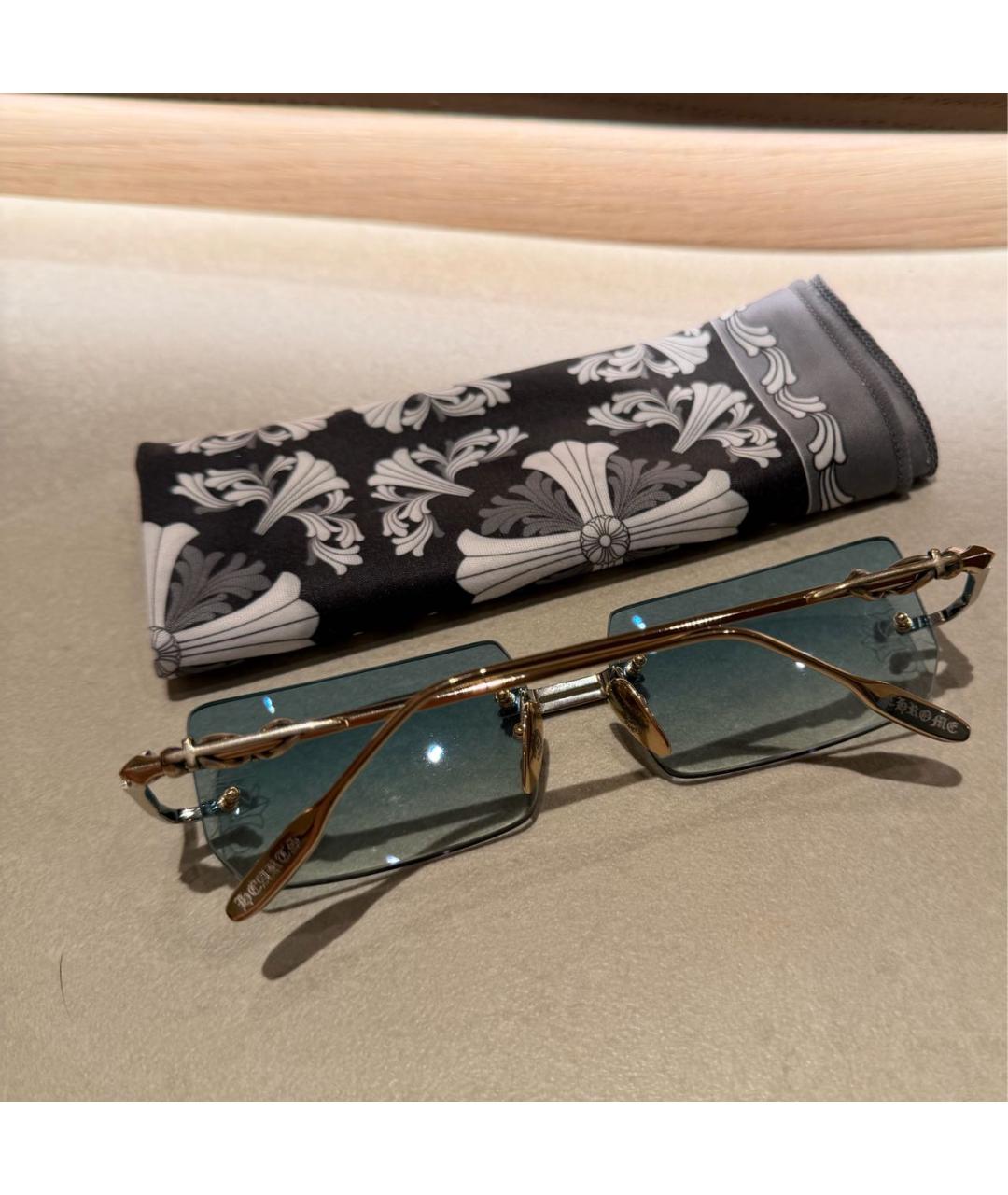 CHROME HEARTS Голубые металлические солнцезащитные очки, фото 3