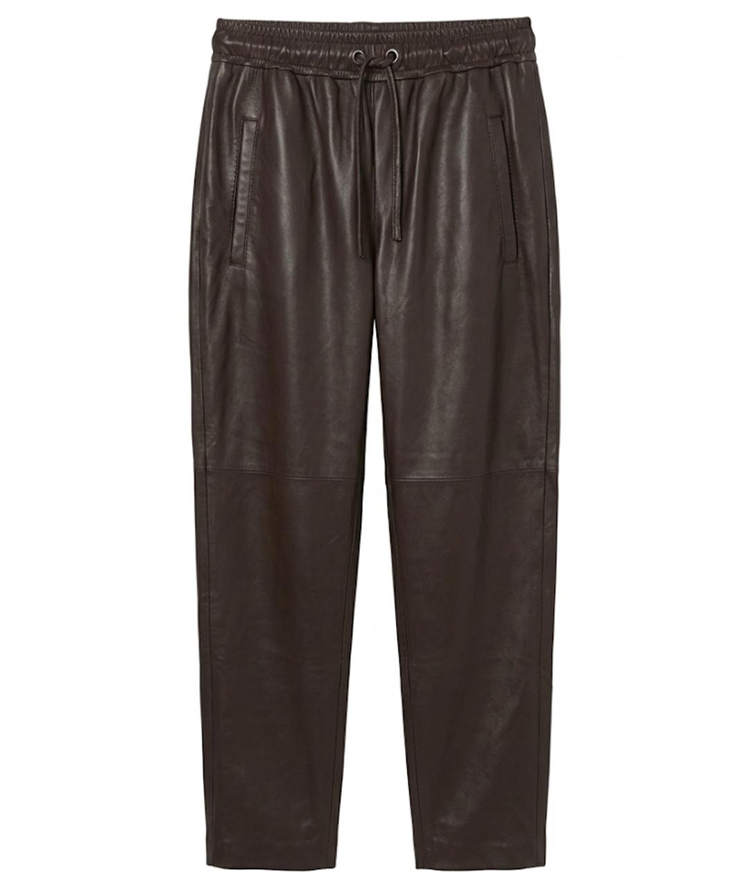 BRUNELLO CUCINELLI Коричневые кожаные прямые брюки, фото 1