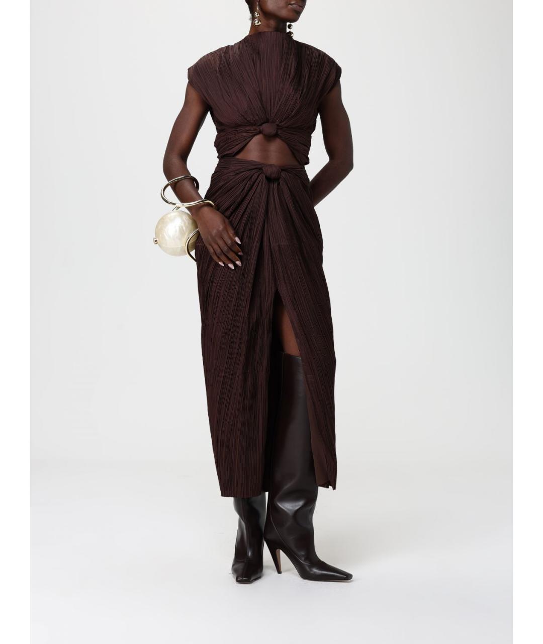 CULT GAIA Коричневое полиэстеровое коктейльное платье, фото 2