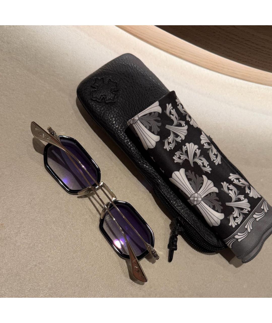 CHROME HEARTS Черные металлические солнцезащитные очки, фото 7