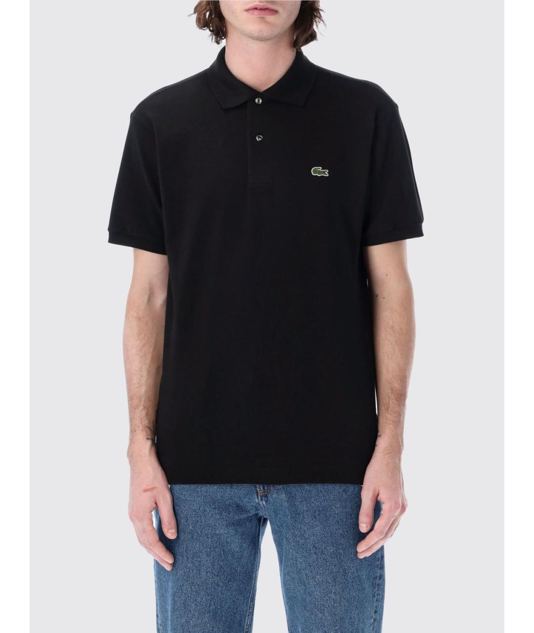 LACOSTE Черное хлопковое поло с коротким рукавом, фото 4
