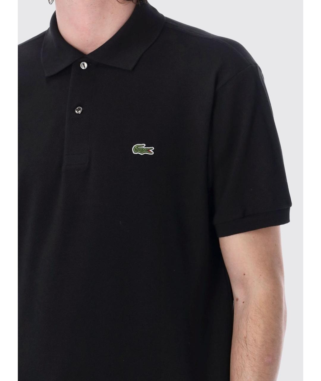 LACOSTE Черное хлопковое поло с коротким рукавом, фото 3
