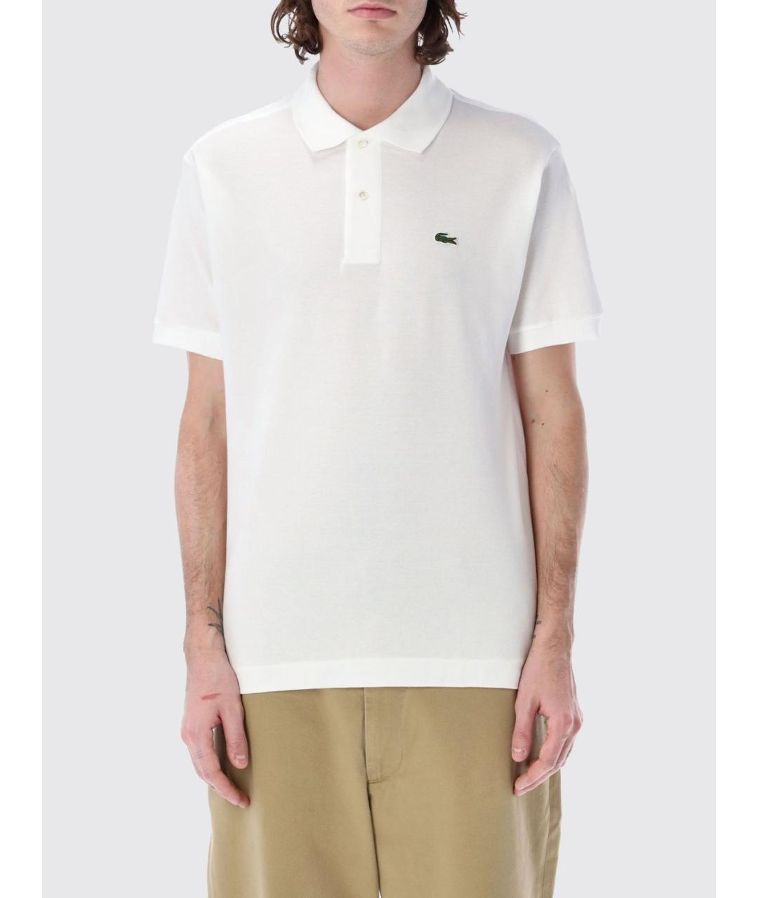 LACOSTE Белое хлопковое поло с коротким рукавом, фото 4