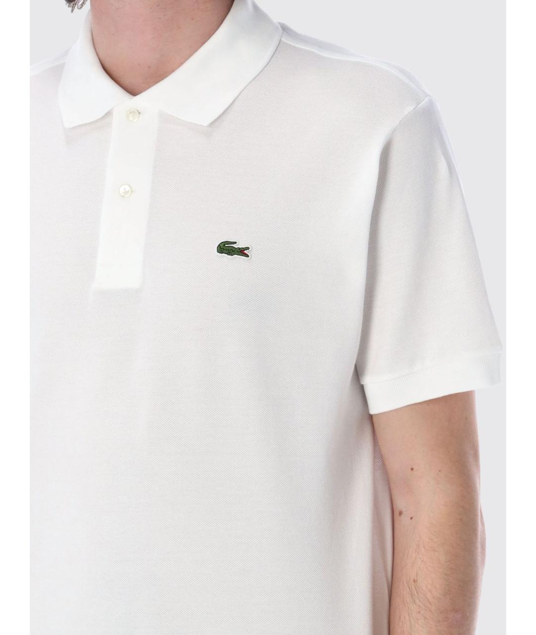 LACOSTE Белое хлопковое поло с коротким рукавом, фото 3