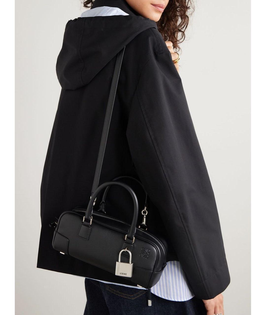 LOEWE Черная кожаная сумка с короткими ручками, фото 5