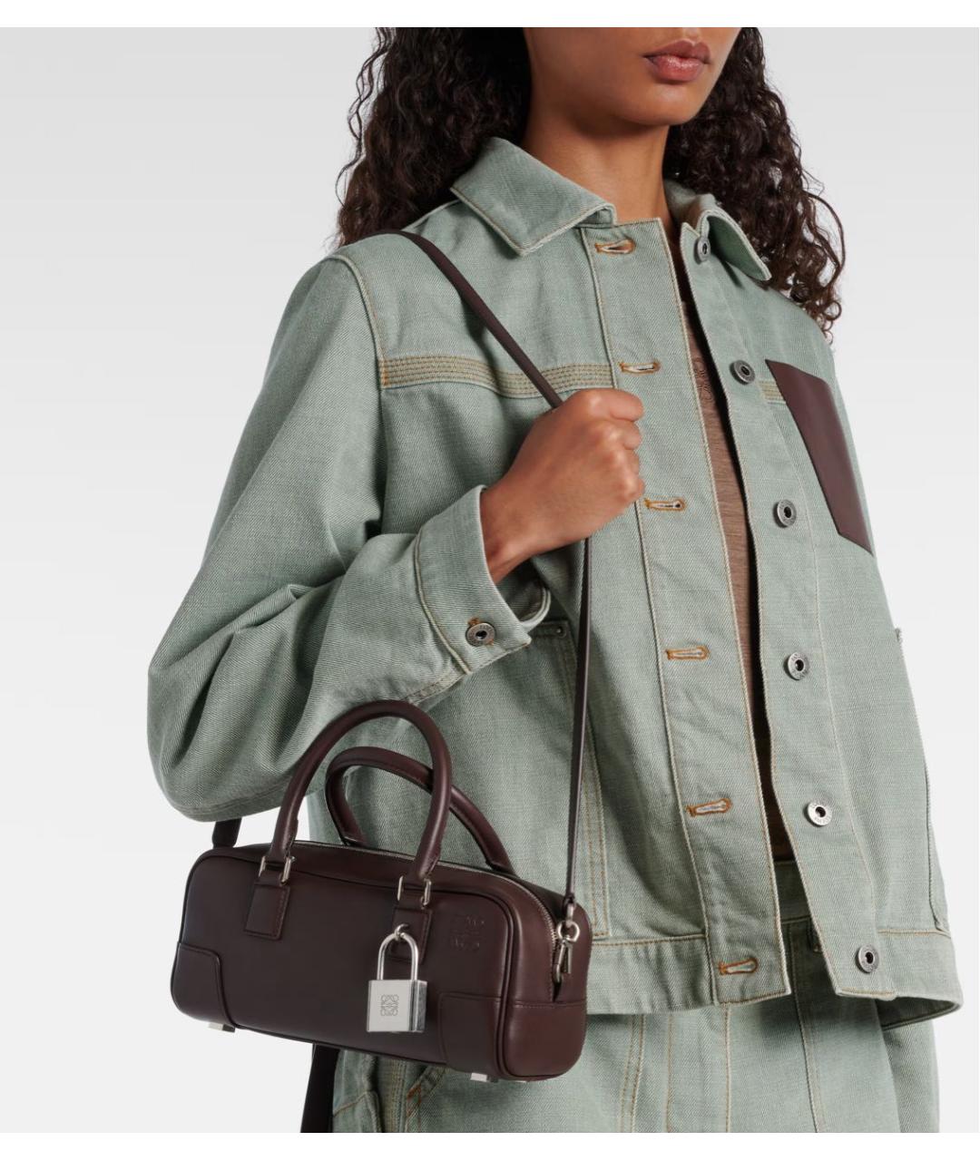 LOEWE Коричневая кожаная сумка с короткими ручками, фото 4