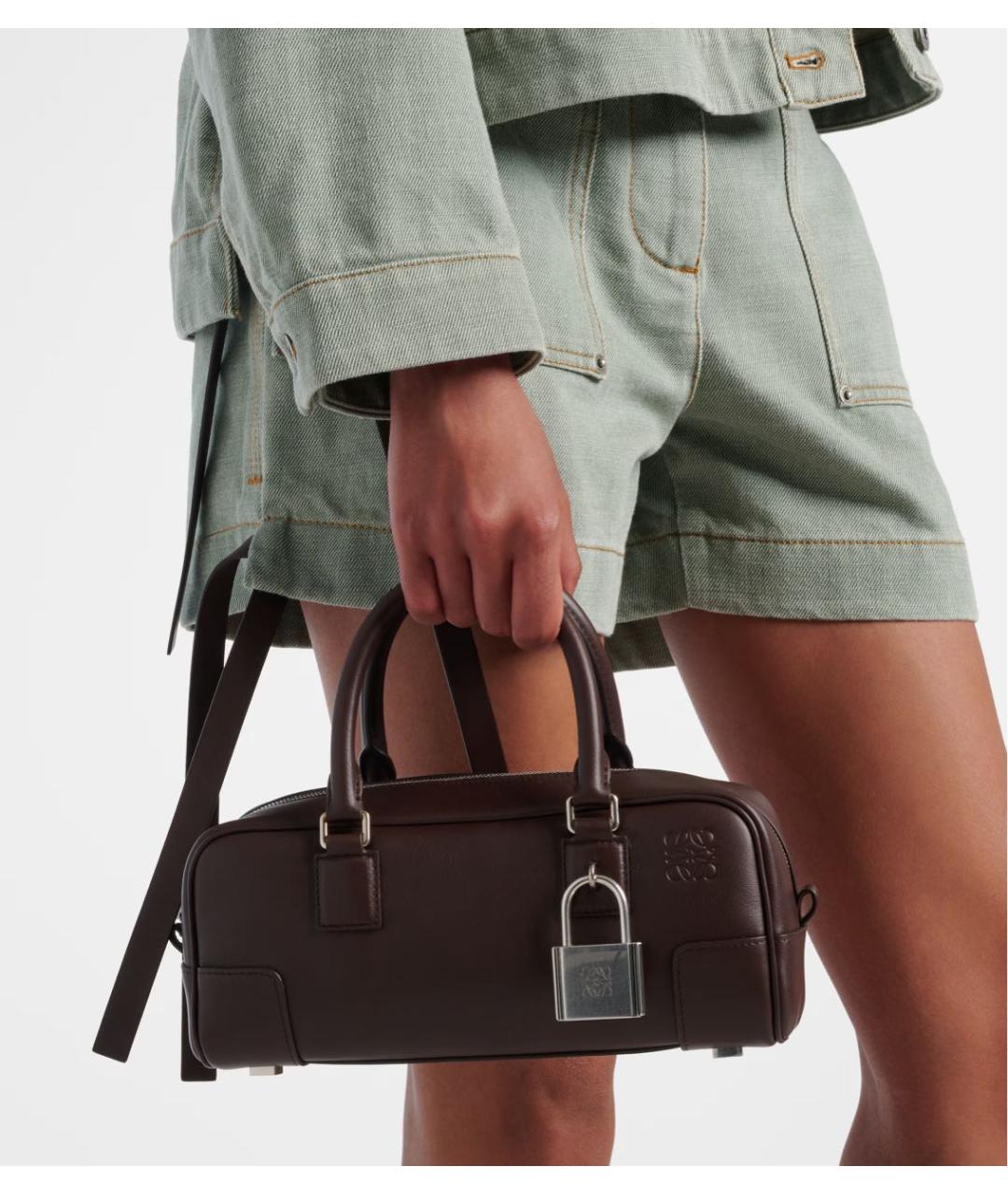 LOEWE Коричневая кожаная сумка с короткими ручками, фото 2