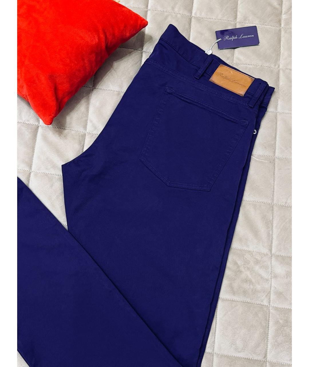 RALPH LAUREN PURPLE LABEL Фиолетовые хлопковые повседневные брюки, фото 4