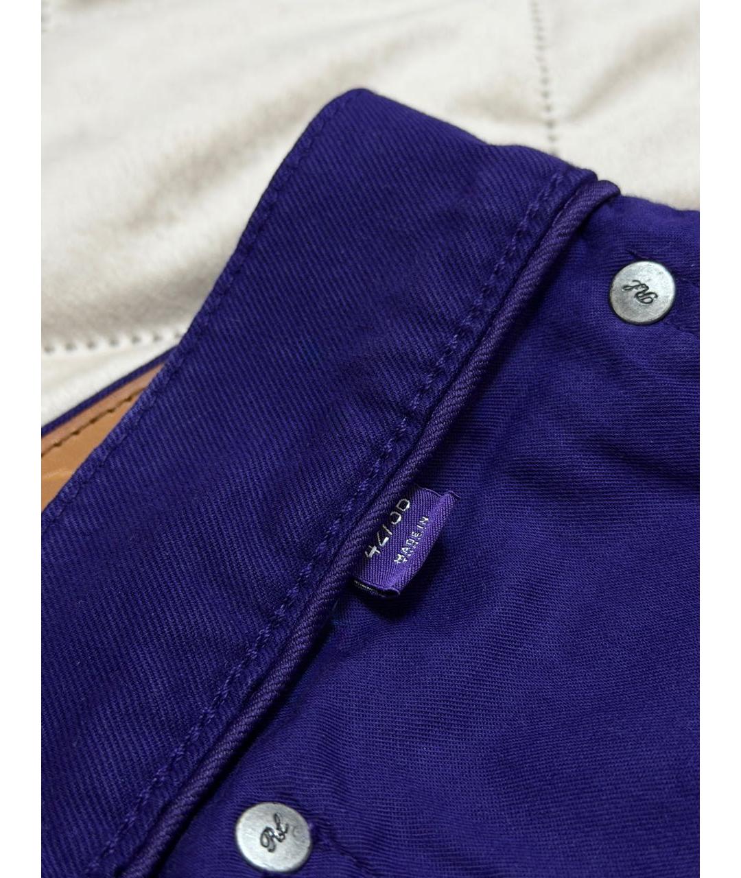 RALPH LAUREN PURPLE LABEL Фиолетовые хлопковые повседневные брюки, фото 6