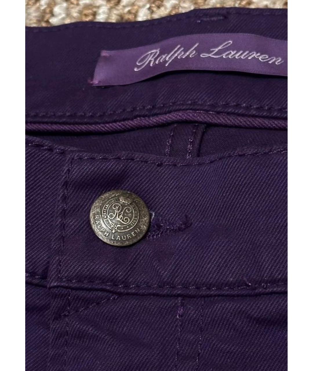 RALPH LAUREN PURPLE LABEL Фиолетовые хлопковые повседневные брюки, фото 5