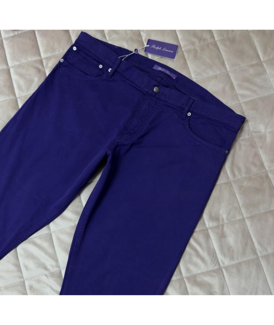 RALPH LAUREN PURPLE LABEL Фиолетовые хлопковые повседневные брюки, фото 3