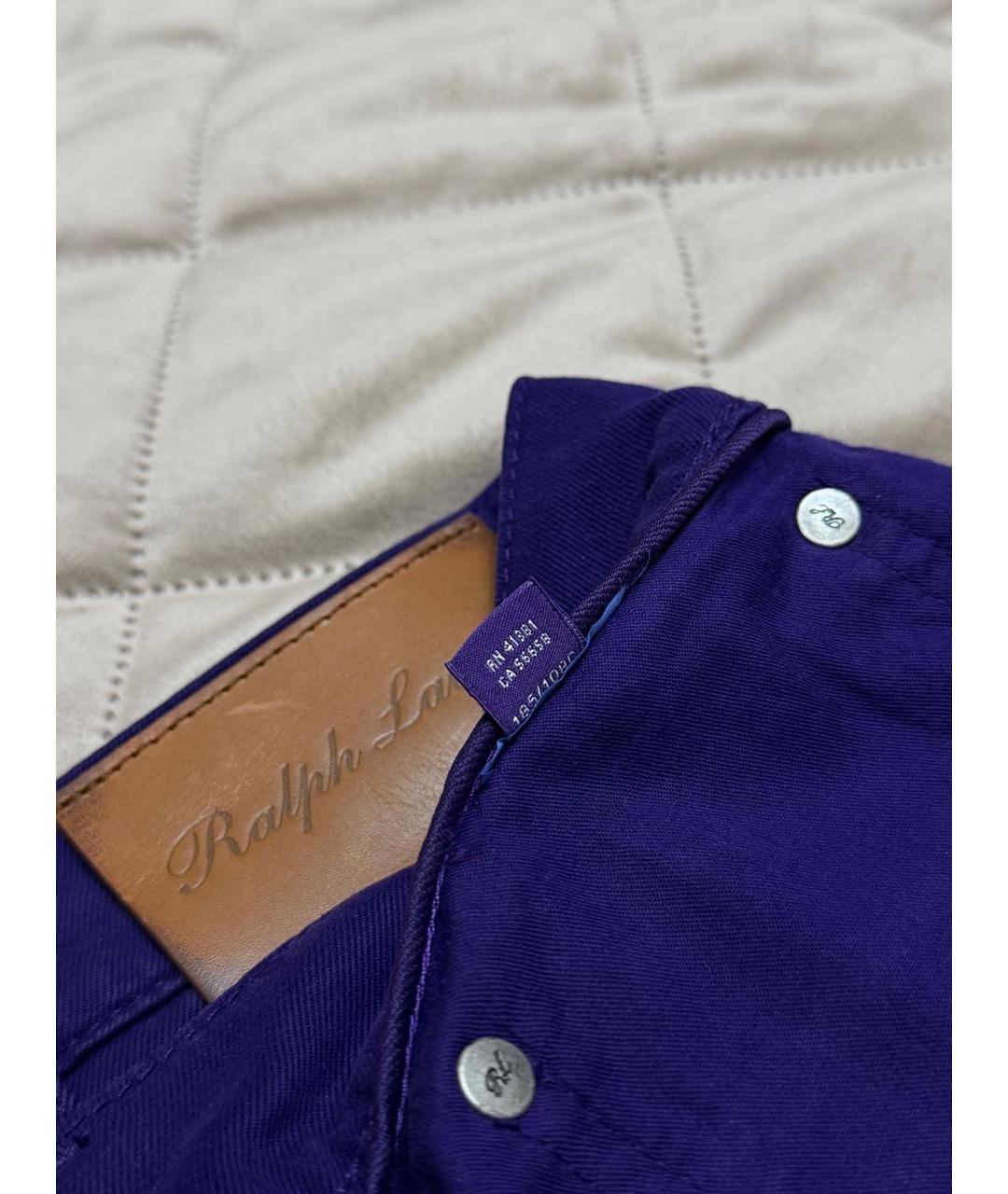 RALPH LAUREN PURPLE LABEL Фиолетовые хлопковые повседневные брюки, фото 7