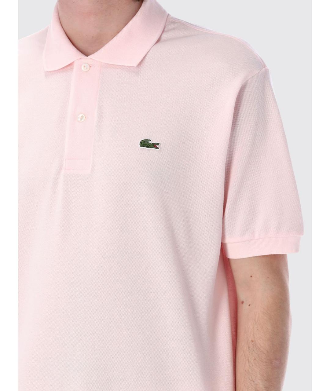 LACOSTE Розовое хлопковое поло с коротким рукавом, фото 3