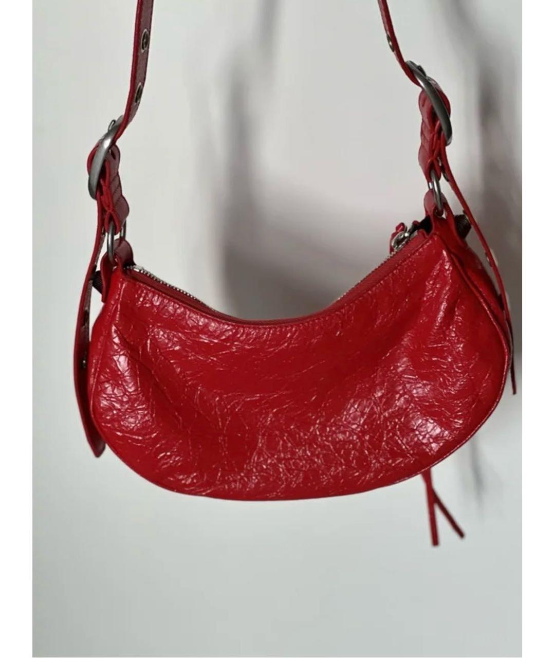 BALENCIAGA Красная кожаная сумка через плечо, фото 4