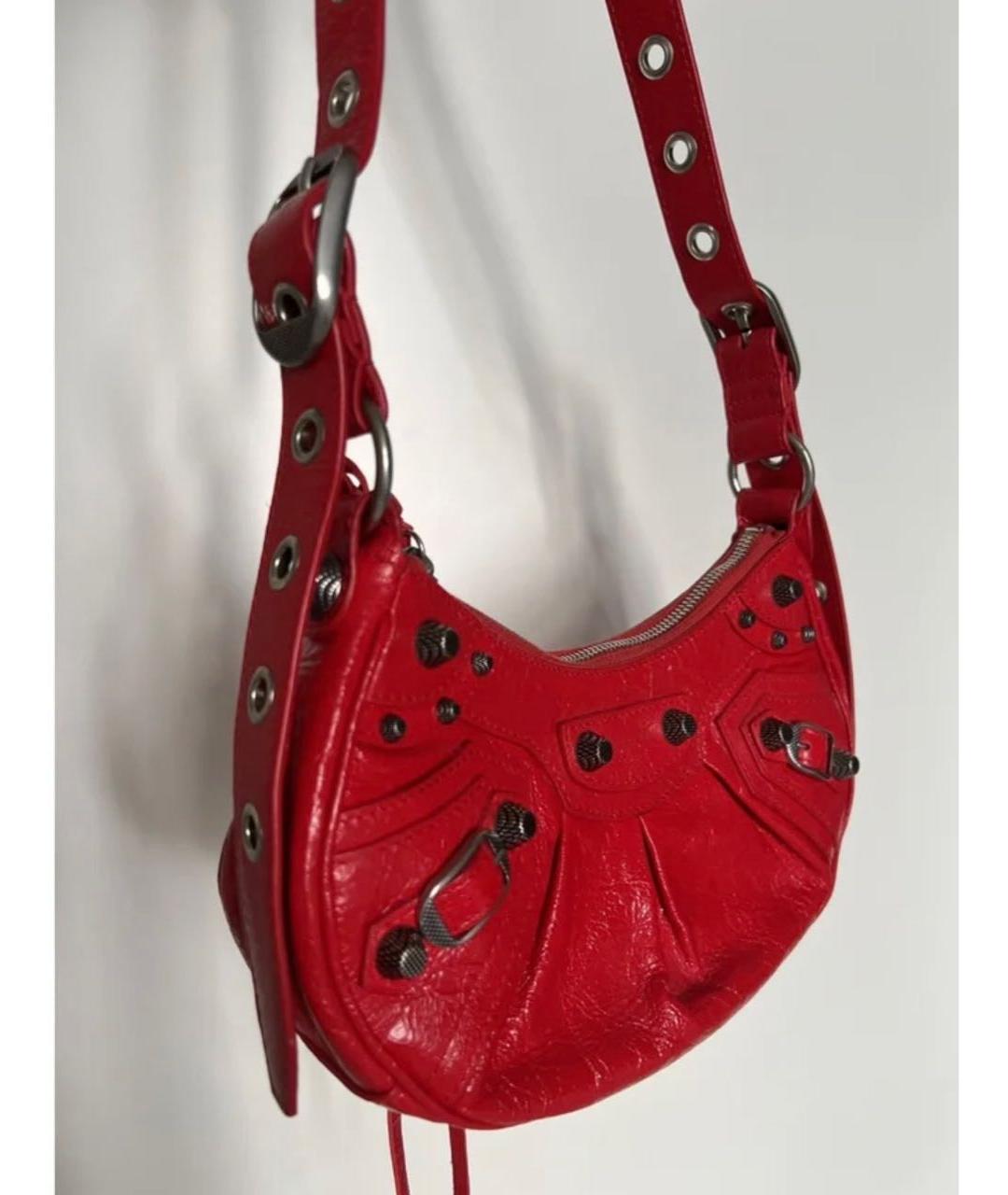 BALENCIAGA Красная кожаная сумка через плечо, фото 3