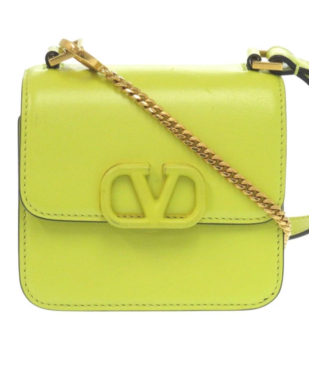 VALENTINO Салатовая кожаная сумка через плечо, фото 1