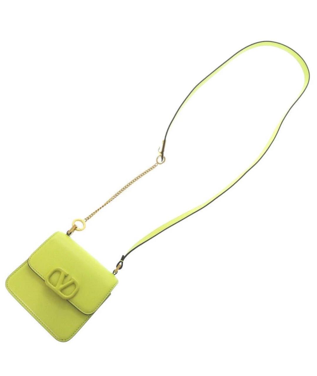 VALENTINO Салатовая кожаная сумка через плечо, фото 5