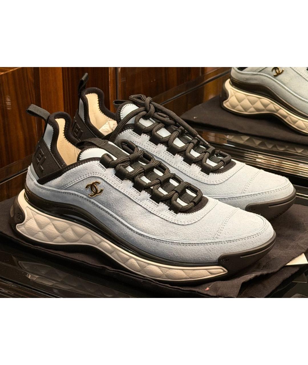 CHANEL Голубые замшевые кроссовки, фото 7