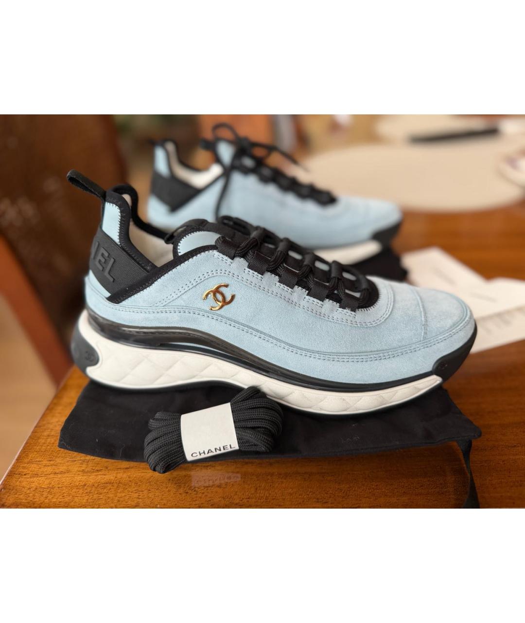 CHANEL Голубые замшевые кроссовки, фото 8