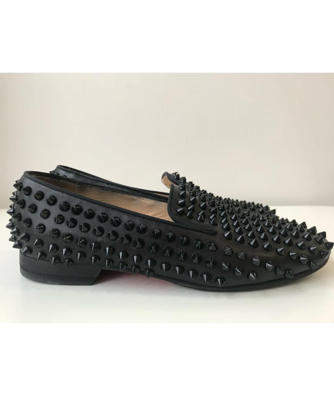 CHRISTIAN LOUBOUTIN Черные кожаные лоферы, фото 7