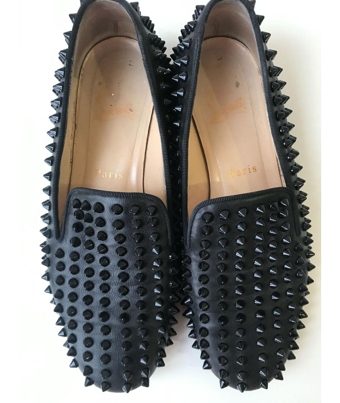 CHRISTIAN LOUBOUTIN Черные кожаные лоферы, фото 3