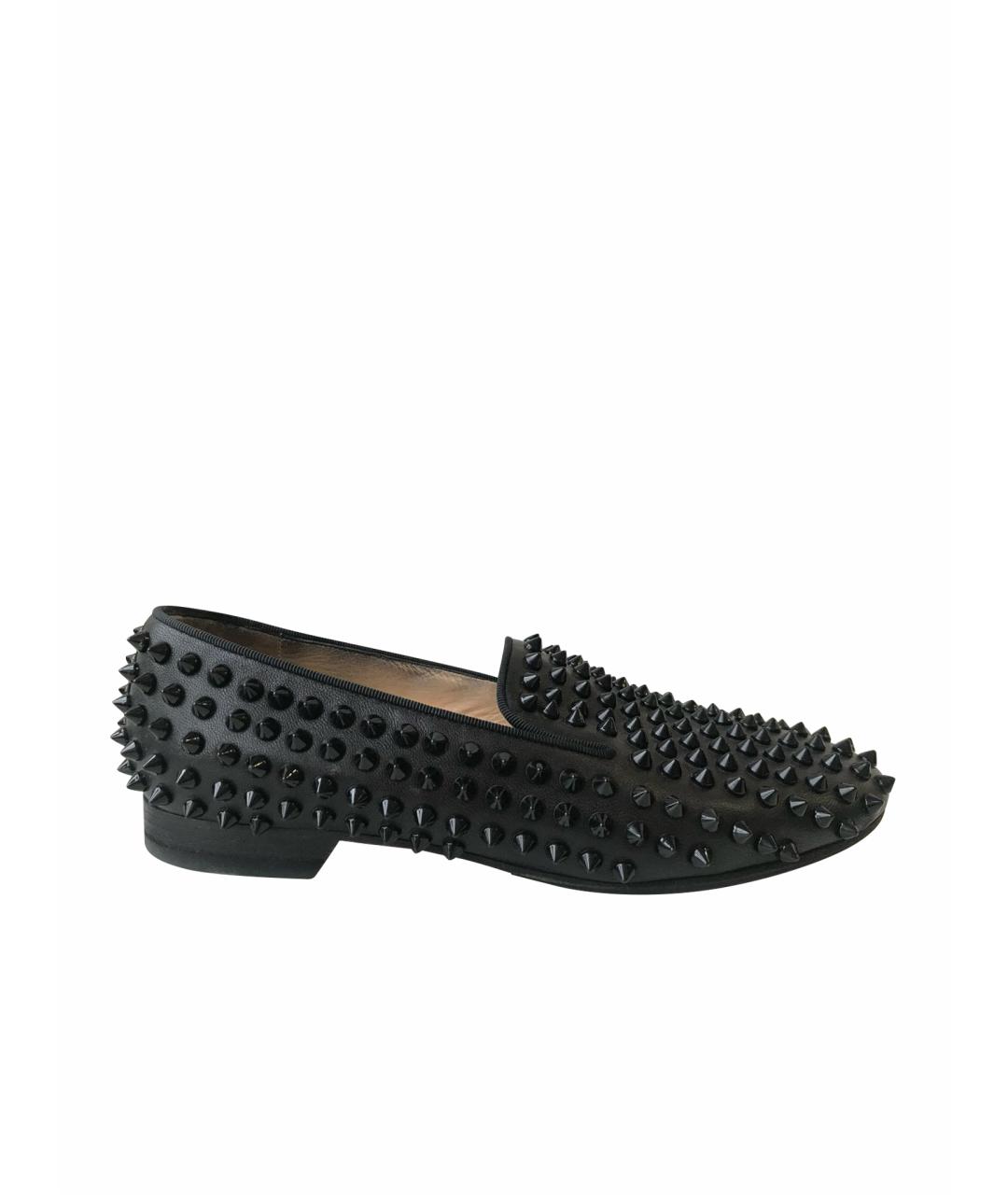 CHRISTIAN LOUBOUTIN Черные кожаные лоферы, фото 1